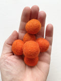 Pumpkin Orange - 2 cm Felt Pom Pom Balls - Wool Jamboree