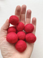Red - 2 cm Felt Pom Pom Balls - Wool Jamboree