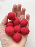 Red Plaid - 2 cm Felt Pom Pom Balls - Wool Jamboree