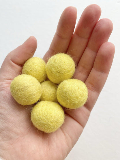 Yellow - 2 cm Felt Pom Pom Balls - Wool Jamboree