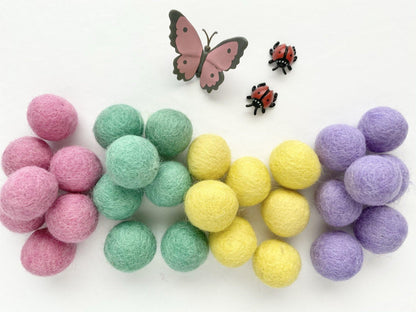 Pastel Easter - 2 cm Felt Pom Pom Balls - Wool Jamboree