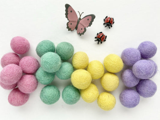 Pastel Easter - 2 cm Felt Pom Pom Balls - Wool Jamboree