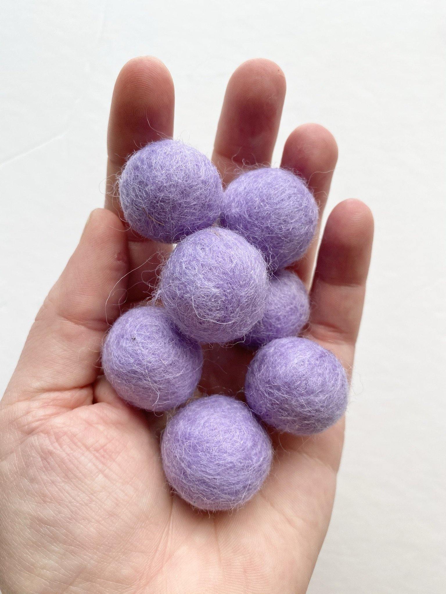Purples & Steel Grey - 2 cm Felt Pom Pom Balls - Wool Jamboree