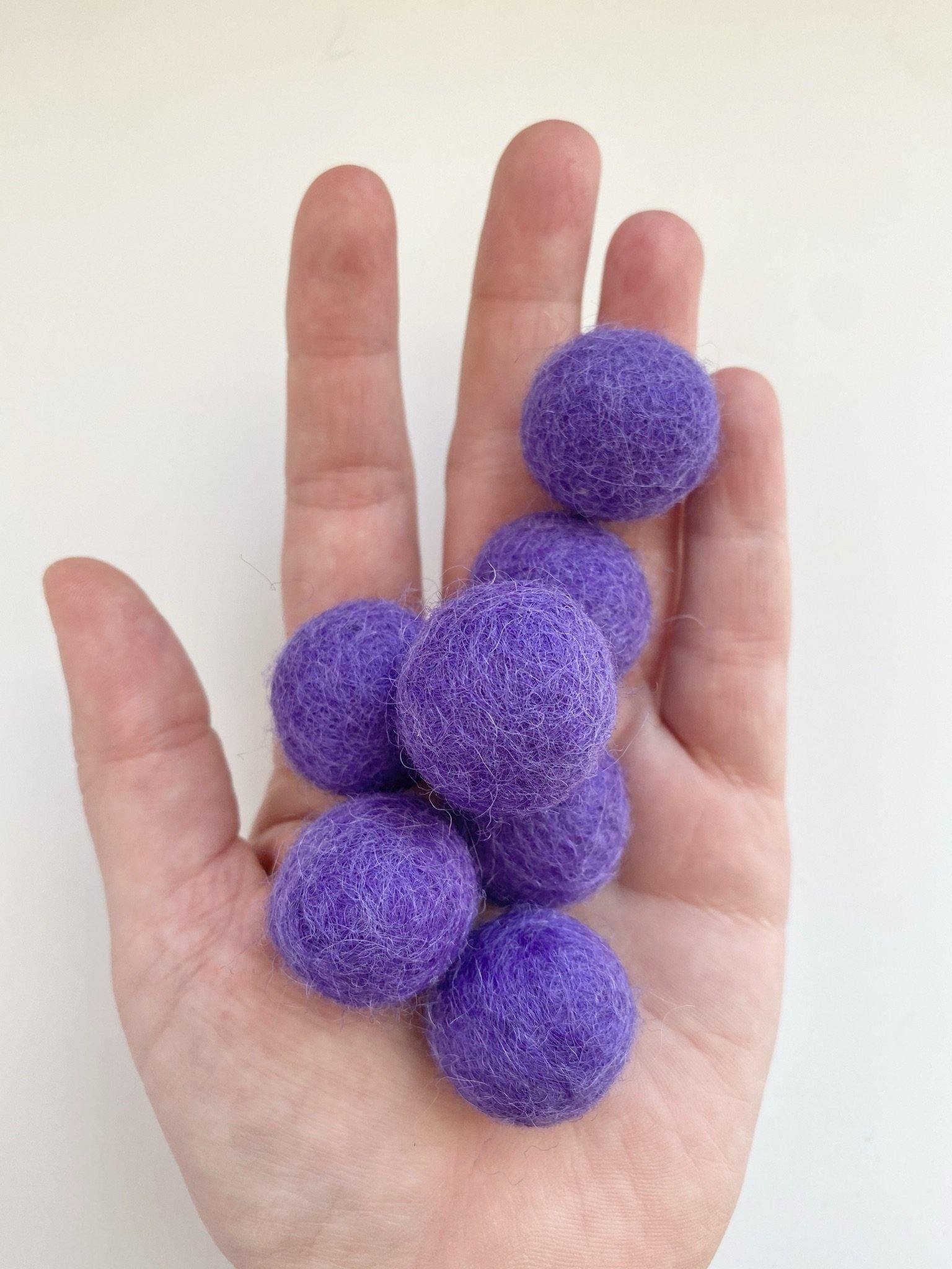 Violet - 2 cm Felt Pom Pom Balls - Wool Jamboree