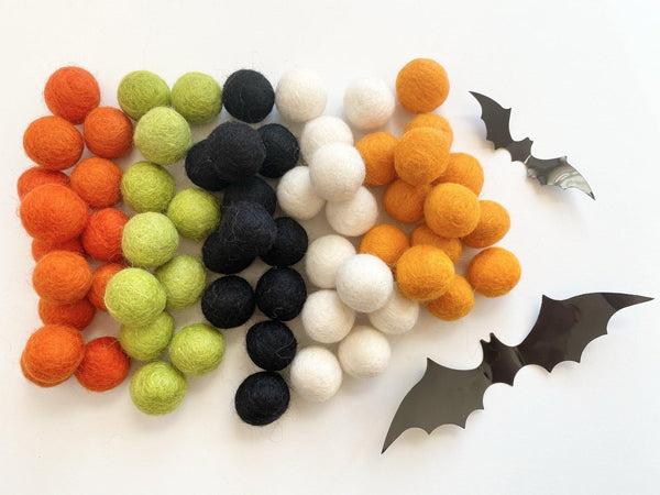 Spooky Halloween - 2 cm Felt Pom Pom Balls - Wool Jamboree