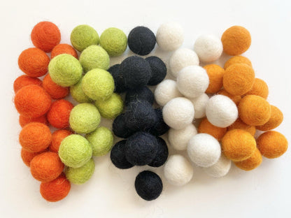 Spooky Halloween - 2 cm Felt Pom Pom Balls - Wool Jamboree