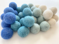 Blue Ombre - 2 cm Felt Pom Pom Balls - Wool Jamboree