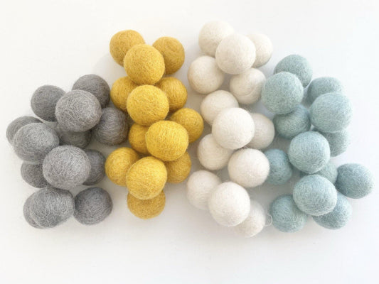 Gender Neutral - 2 cm Felt Pom Pom Balls - Wool Jamboree