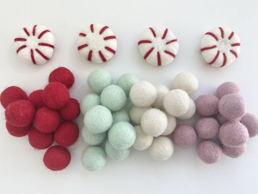 Retro Christmas - 2 cm Felt Pom Pom Balls - Wool Jamboree