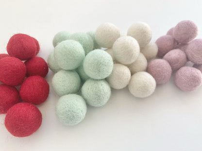 Retro Christmas - 2 cm Felt Pom Pom Balls - Wool Jamboree