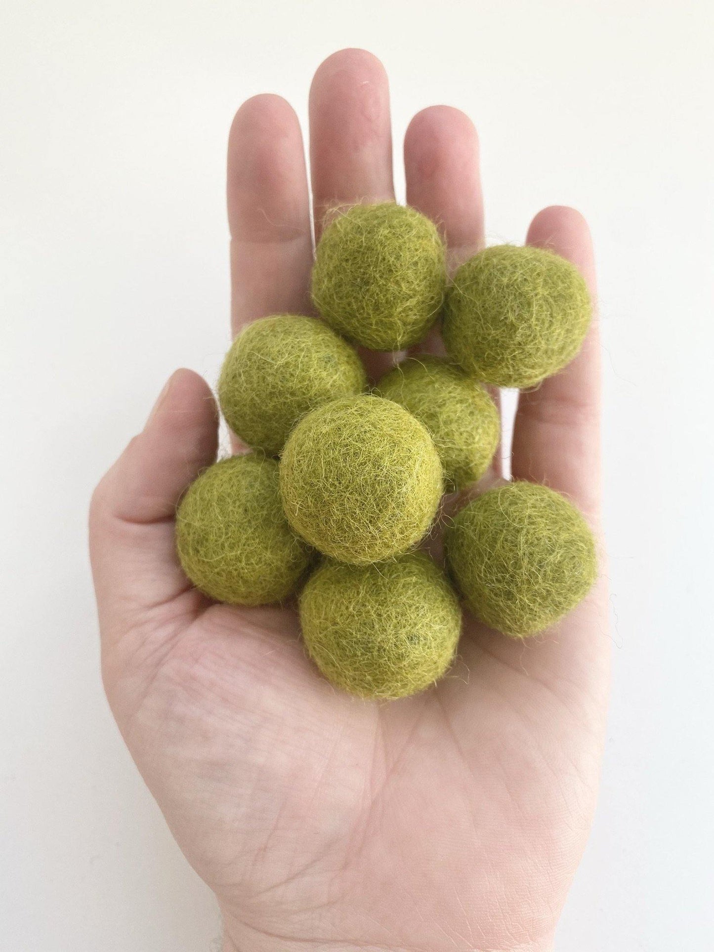 Olive Green - 2 cm Felt Pom Pom Balls - Wool Jamboree