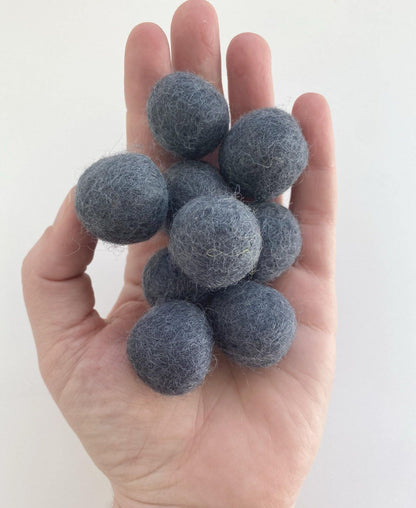 Steel Gray - 2 cm Felt Pom Pom Balls - Wool Jamboree