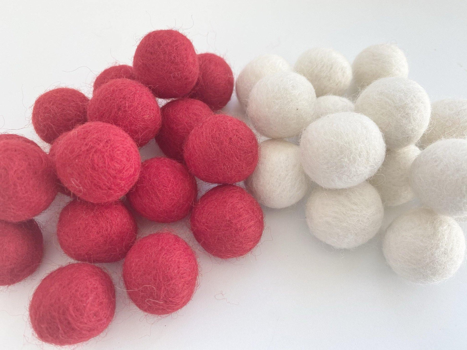 Candy Cane Christmas - 2 cm Felt Pom Pom Balls - Wool Jamboree