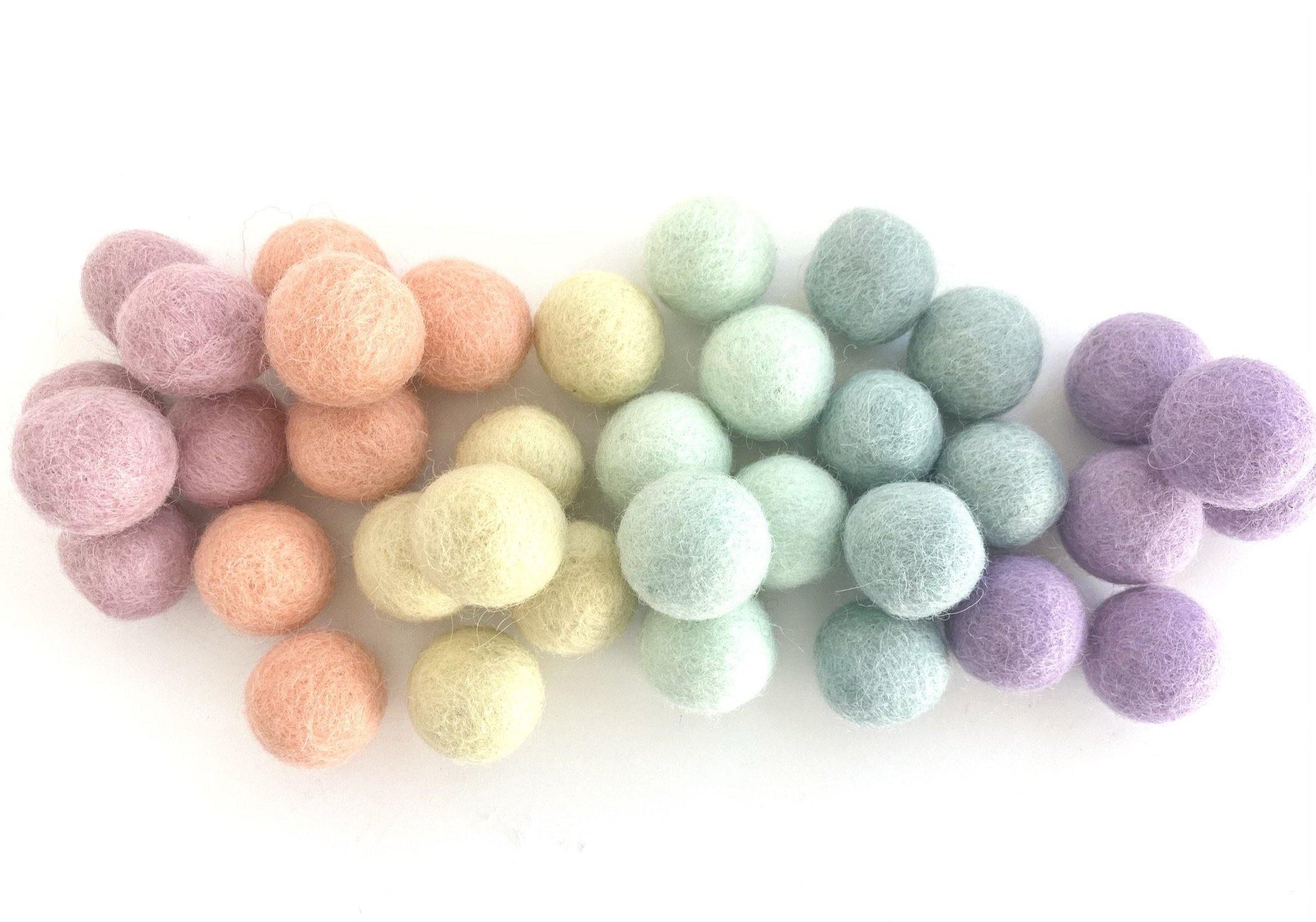 Pastel Rainbow - 2 cm Felt Pom Pom Balls - Wool Jamboree