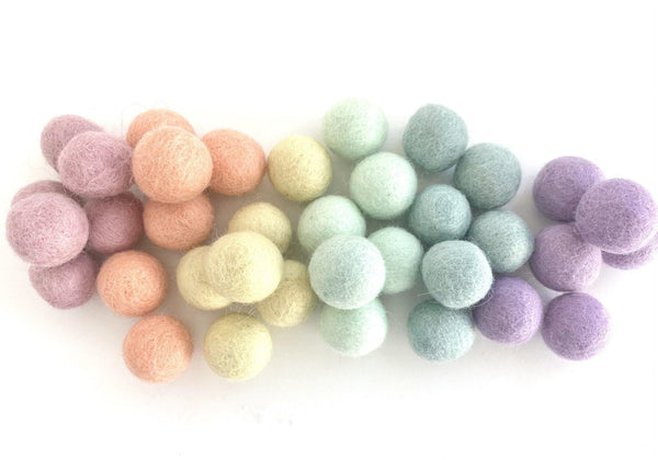 Pastel Rainbow - 2.5 cm Felt Pom Pom Balls – Wool Jamboree