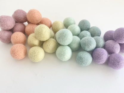 Pastel Rainbow - 2 cm Felt Pom Pom Balls - Wool Jamboree