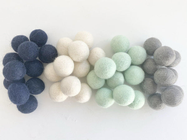 Shades of Blue Felt Ball Crescent Moon – Wool Jamboree