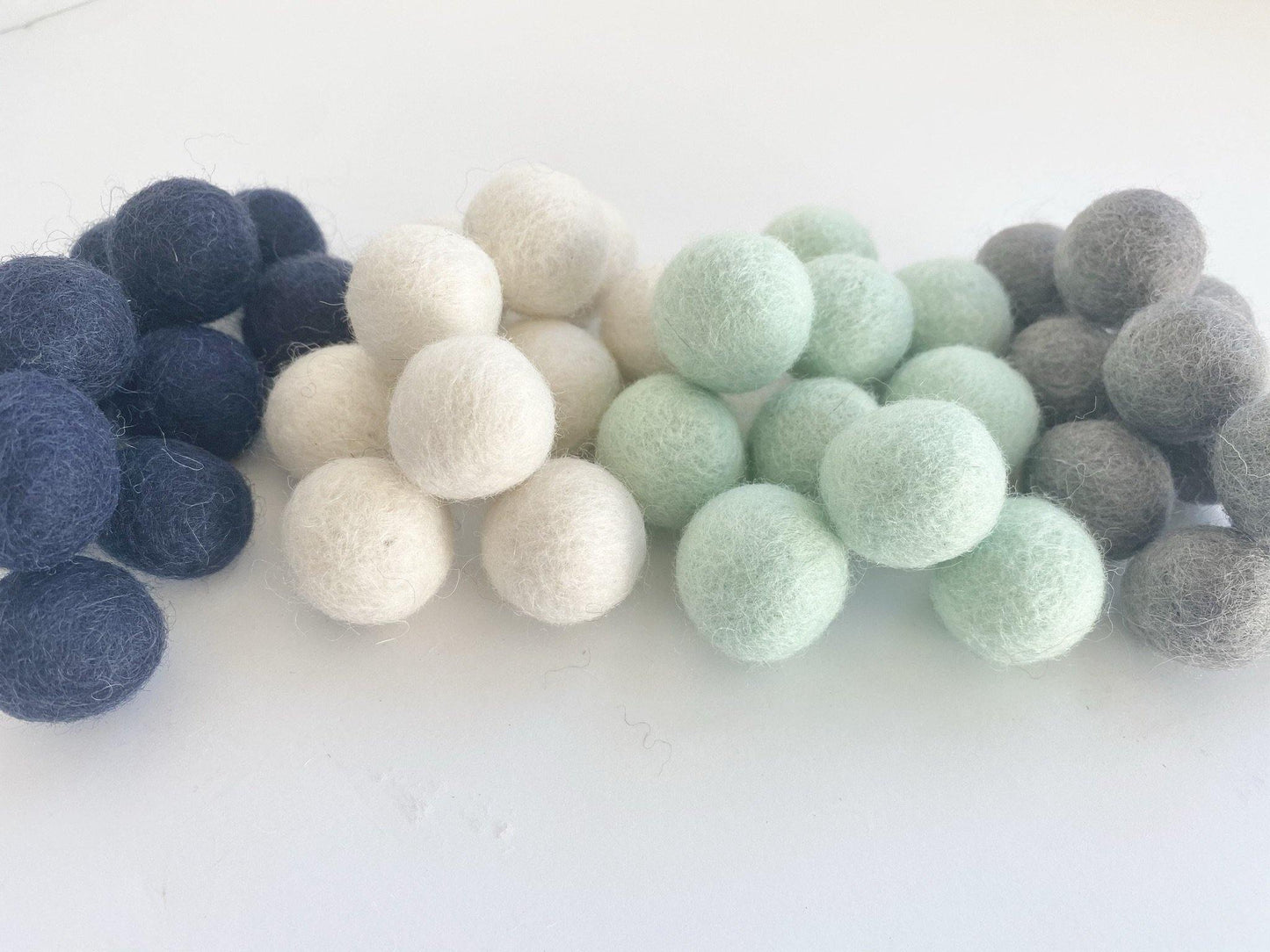 Natuical Scheme - 2 cm Felt Pom Pom Balls - Wool Jamboree