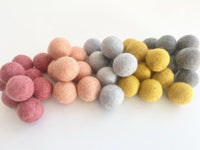 Coral & Gold Goodness - 2 cm Felt Pom Pom Balls - Wool Jamboree