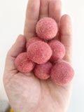 Coral & Gold Goodness - 2 cm Felt Pom Pom Balls - Wool Jamboree