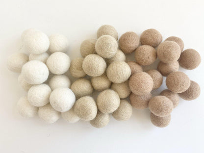 Neutral Gradient - 2 cm Felt Pom Pom Balls - Wool Jamboree