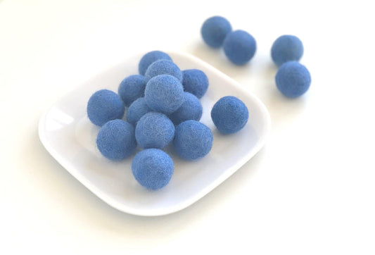 French Blue - 2 cm Felt Pom Pom Balls - Wool Jamboree