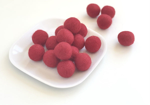 Red - 2 cm Felt Pom Pom Balls - Wool Jamboree
