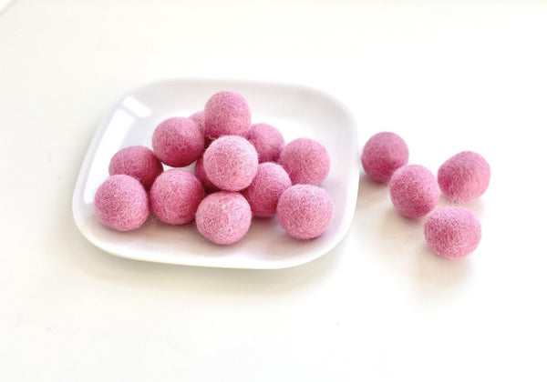 Pink - 2 cm Felt Pom Pom Balls - Wool Jamboree