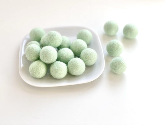 Mint - 2 cm Felt Pom Pom Balls - Wool Jamboree