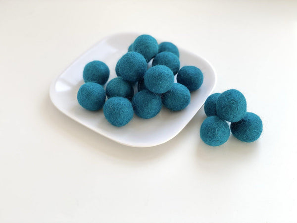 Teal - 2 cm Felt Pom Pom Balls - Wool Jamboree