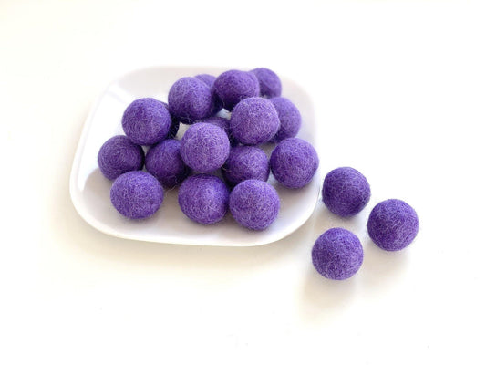 Violet - 2 cm Felt Pom Pom Balls - Wool Jamboree