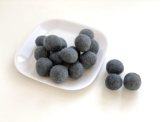 Steel Gray - 2 cm Felt Pom Pom Balls - Wool Jamboree