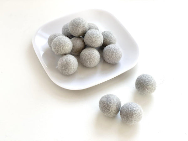 Smoke Gray - 2 cm Felt Pom Pom Balls - Wool Jamboree