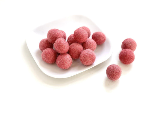 Dark Coral - 2 cm Felt Pom Pom Balls - Wool Jamboree