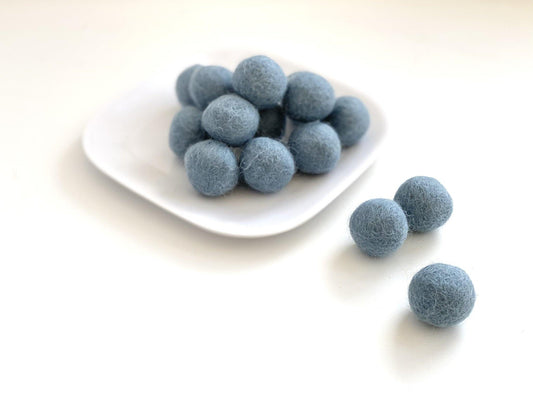 Blue Gray - 2 cm Felt Pom Pom Balls - Wool Jamboree