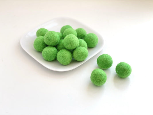 Spring Green - 2 cm Felt Pom Pom Balls - Wool Jamboree