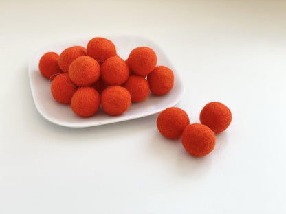 Pumpkin Orange - 2 cm Felt Pom Pom Balls - Wool Jamboree