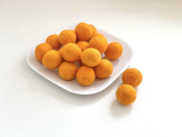 Orange - 2 cm Felt Pom Pom Balls - Wool Jamboree