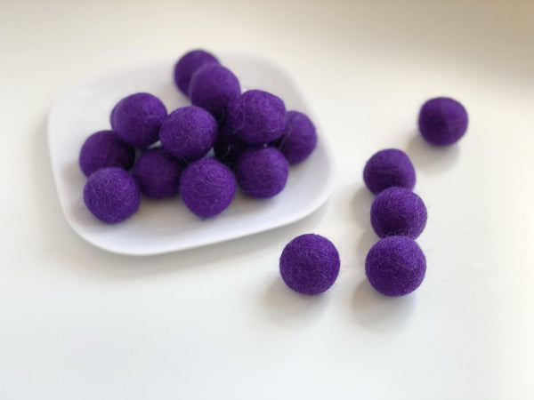 Plum Purple - 2 cm Felt Pom Pom Balls - Wool Jamboree