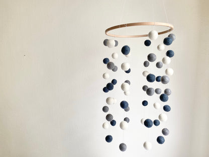 Gray Shades Felt Ball Ceiling Mobile