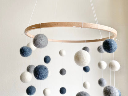 Gray Shades Felt Ball Ceiling Mobile