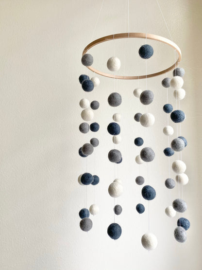 Gray Shades Felt Ball Ceiling Mobile
