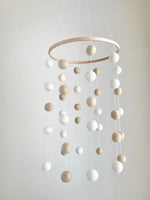 White & Cream Felt Ball Ceiling Mobile