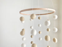 White & Cream Felt Ball Ceiling Mobile