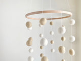 White & Cream Felt Ball Ceiling Mobile