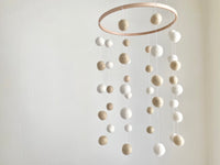 White & Cream Felt Ball Ceiling Mobile