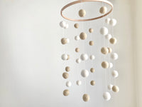 White & Cream Felt Ball Ceiling Mobile