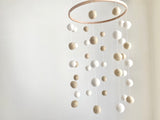 White & Cream Felt Ball Ceiling Mobile