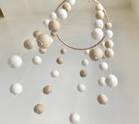 White & Cream Felt Ball Ceiling Mobile