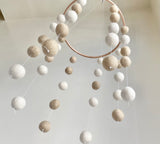 White & Cream Felt Ball Ceiling Mobile